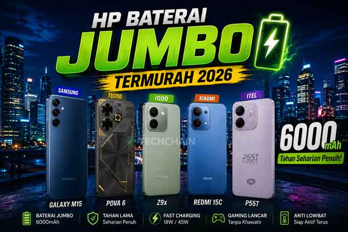 5 HP Baterai 6000 mAh Termurah di Tahun 2026 2 HP Baterai Jumbo Termurah 2026