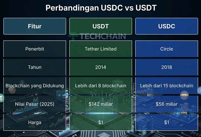 USD vs Stablecoin: Perbedaan Dolar Fisik, USDT, dan USDC 2 Perbandingan USDT dan USDC