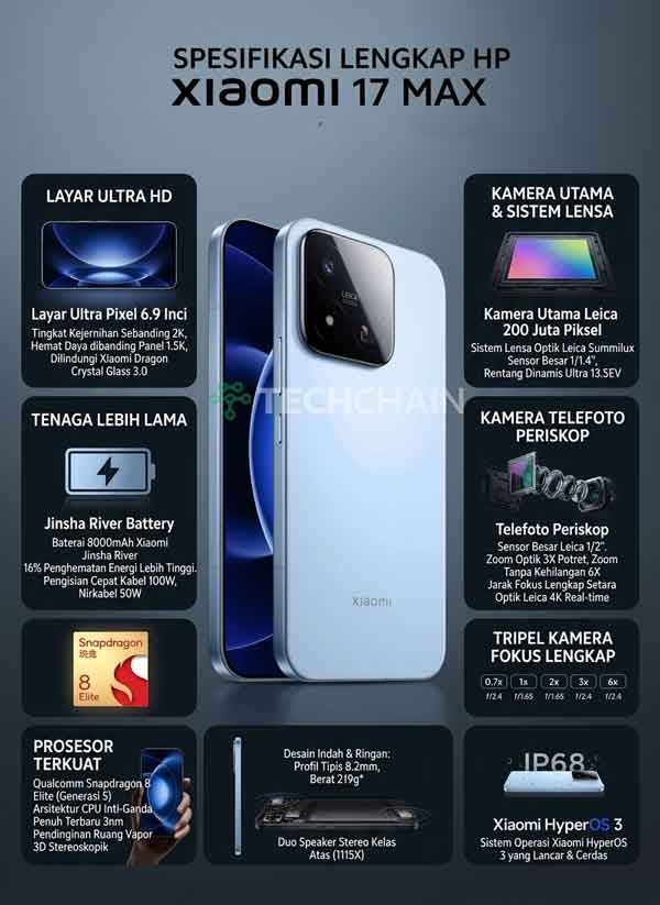 Xiaomi 17 Max: Full Review, Spesifikasi Lengkap, dan Harga 2 Spesifikasi Lengkap Xiaomi 17 Max